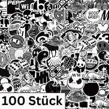 100x Stickerbomb Schwarz Weiß