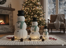 Schneemann Deko Figuren 3er Set - Moderne Weihnachtsdeko & Winterdeko für Ihr Zu