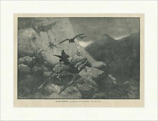 Das Ende des Wilderers Absturz Jagd Krähen Georg Buchner Holzstich E 25825