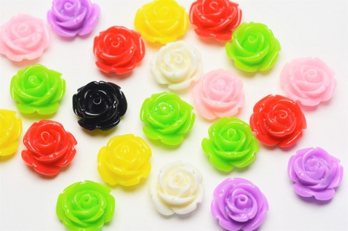 Rose blumen cabochons bunt - cabochons,