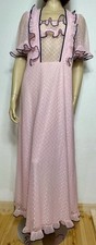 VINTAGE NYLON ⭐ NACHTHEMD NEGLIGEE NACHTKLEID S 36 38 bodenlang pompös rosa