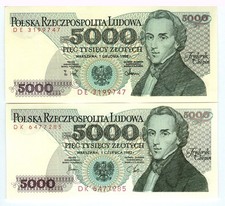 2 Banknoten - POLEN - 5000