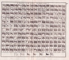 Flags Flaggen Fahnen Marine sea naval engraving gravure Kupferstich de Leth 1750