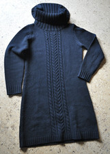 Kleid mit Rollkragen & Zopfmuster schwarz Gr.38