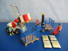 2x Gabelstapler Palette viele Säcke Fässer  Hafen Bau Eisenbahn Playmobil 5755