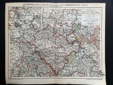 antike historische Landkarte: Rheinprovinz, Westfalen, Hessen-Nassau nördl. Teil