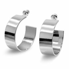 Creolen Ohrstecker Ohrringe rund breit silber Edelstahl glänzend Damen