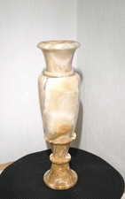 Vintage Onyx Vase – 40 cm hoch, Naturstein, warme Beige- und Honigtöne