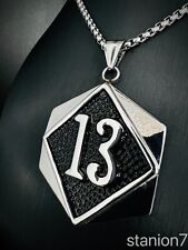 Glück Zahl Nummer 13 Anhänger Edelstahl Halskette Lucky Number Schmuck Biker 336