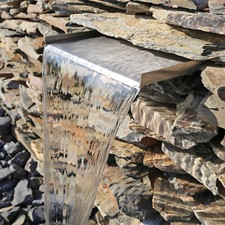 Edelstahl Wasserfall 60cm Wasserauslauf Wassersturz Springbrunnen Wasserspiel 8