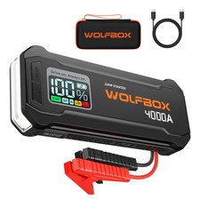 WOLFBOX 12V Autobatterie 4000A Starthilfe Schnellladung für 8L Gas mit Booster