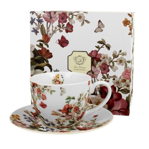 Tasse mit untertasse blumen - tasse,