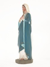 HEILIGE MARIA MADONNA GIPS FIGUR SAINT LOURDES VOLKSKUNST HERZ HEART COEUR 32 cm