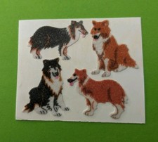 90er Fuzzy Stoff Hunde Haustiere Sandylion Langhaar Collie für Stickeralbum 