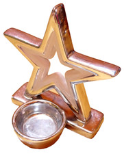 Teelichthalter / Teelichtständer Stern von formano, silberfarben, Höhe 12,1 cm