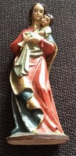 HOLZFIGUR GESCHNITZT MARIA MIT KIND ca. 13 Cm /4