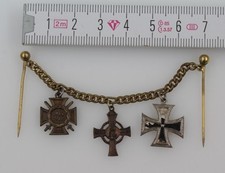Sachsen Miniatur Frackkette 3 Orden EK II  Frontkämpfer Kriegsverdienstkreuz
