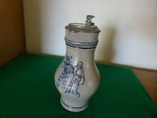 alte große Schenkkanne Weinkanne Weinkrug  27 cm mit Zinndeckel  1 ½  L. top