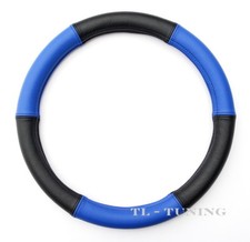 LKW Ø 42 - 44 LEDER Lenkradbezug, Lenkradhülle, Lenkradschoner / BLAU - SCHWARZ