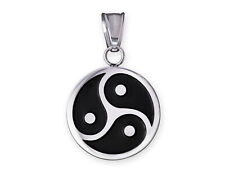 Anhänger BDSM Triskele Edelstahl Schmuck der O Schwarz Silber Herren Damen kette