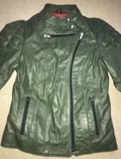 Lederjacke Motorrad Damen tailliert grün 34 XS