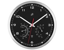 AURIOL Funkwanduhr Wanduhr Uhr mit Thermometer und Hygrometer silber/schwarz