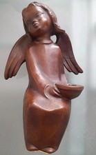 Achatit Figur Weihnachtsengel Braun Kerzenhalter Naturstein Handarbeit  Vintage