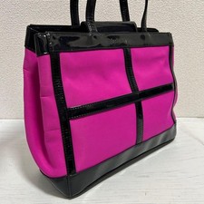 YSL Yves Saint Laurent Handtasche Beuteltasche Tasche Emaille Nylon Schwarz Rosa