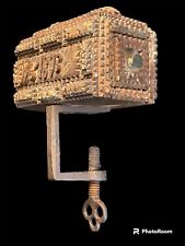 Antikes Nähkästchen Tramp Art Box Holz Ca. 1893 Monogramm Holz Nadelkissen Fach