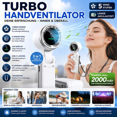 Turbo handventilator usb - turbo, usb-c