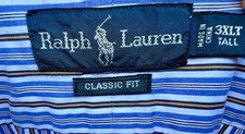 Ralph Lauren Hemd Classic Fit 3XLT Langarm weiß-blau-braun gestreift- NEUWERTIG