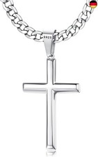 Chriscoco Kreuz Kette für Herren Damen 925 Sterling Silber Kreuz Anhänger mit E
