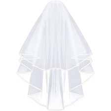 1 PCS Hochzeit Brautschleier Kurz Elegent Braut Bridal Tüll mit Kamm Hochzeitssc