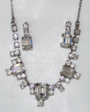 Vintage Schmuck Set Gablonzer Filigrane Strass Kette und Ohrringe