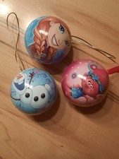 3x Weihnachtskugeln z. Befüllen f. Kinder, Elsa+ Olaf +Poppy, Eiskönigin, Trolls