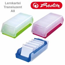 Herlitz Karteikasten A8 Lernkartei Karteibox Lernbox Trennwände 100 Karteikarten