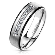 Damen Ring Edelstahl Zirkonia Kristalle Farbrand Herren Bandring Autiga®