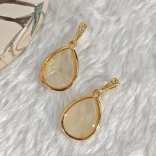 +Natur+ echt schwarz weiß Abalone Muscheln Anhänger mit Zirkonia Träne Form