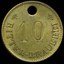 BIERMARKE: "Gut für 1 Liter Bier". RITTER-BRAUEREI DORTMUND / WESTFALEN.