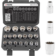 TECPO STECKSCHLÜSSEL SATZ 1/2" 19-tlg. 8-32mm VIELZAHN NÜSSE ZOLL TORX SECHSKANT
