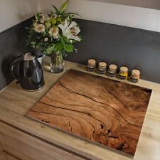 banjado Herdabdeckung Ceranfeld Spritzschutz Schneidebrett Motiv Trockenes Holz