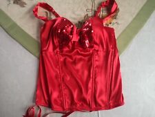 VINTAGE Corsage NO EXCUSE Rot mit Pailetten 75C Gut