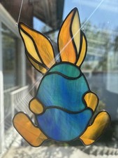 Tiffany Glas, Hase, Osterhase, Osterei, Ost,Fensterdeko, Handarbeit, Fensterbild