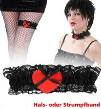 Strumpfband Spitze schwarz mit Herz Herzdame Braut Kostüm Halsband 124888213