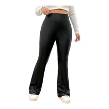 Plus Size Schlaghose Leggings Leggins Leder-Optik Hose Schlupfhose Matt 44-52