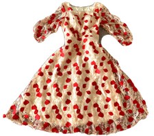 Kleid Bestickt Blumen Beige