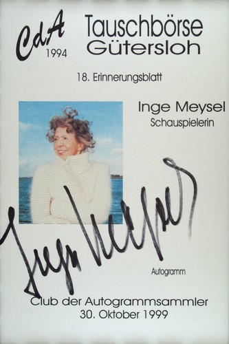Inge meysel original autogramm - inge,