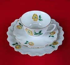 1928-1937 Schlottenhof Sammeltasse Sammelgedeck Gold Gelb Blüten Blumen Grün Set