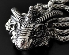 Drachenkopf Anhänger Edelstahl Halskette Sternzeichen Herren Schmuck Biker K178B