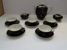 Lettin Mokkaservice 5 Personen in Echt Kobalt mit Golddekor 13 Teile